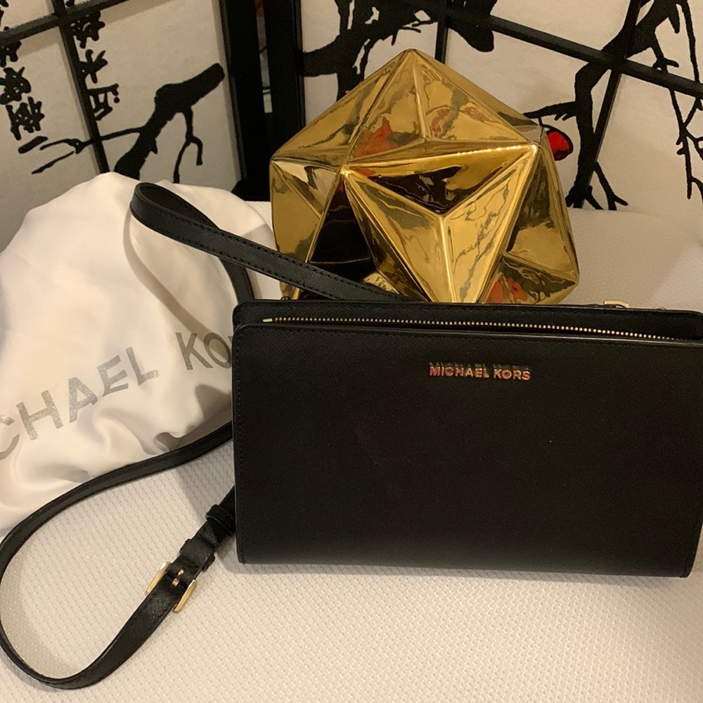 MICHAEL Michael Kors Black Crossbody Bag with Gold Hardware